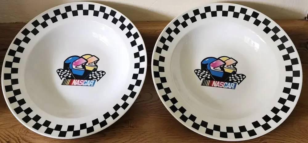 2 Gibson NASCAR Victory Rimmed Soup Bowls 9
